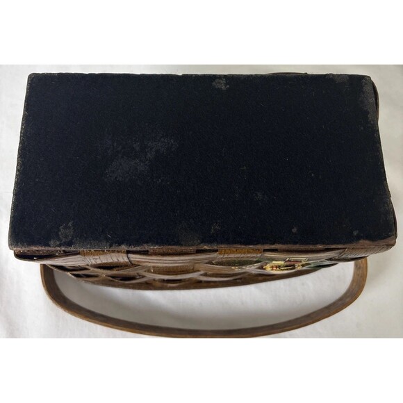 Vintage Caro Nan Main Street Basket Purse Lined Signed Hand Painted Cottagecore - Picture 9 of 12